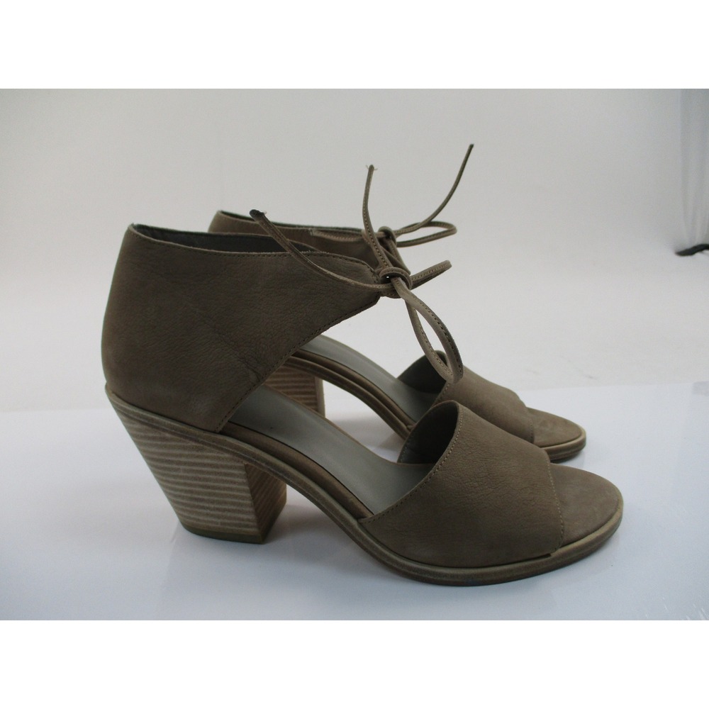 Eileen Fisher Sandals Womens 9 Earth Brown Leather Ann Ankle Tie Block Heel